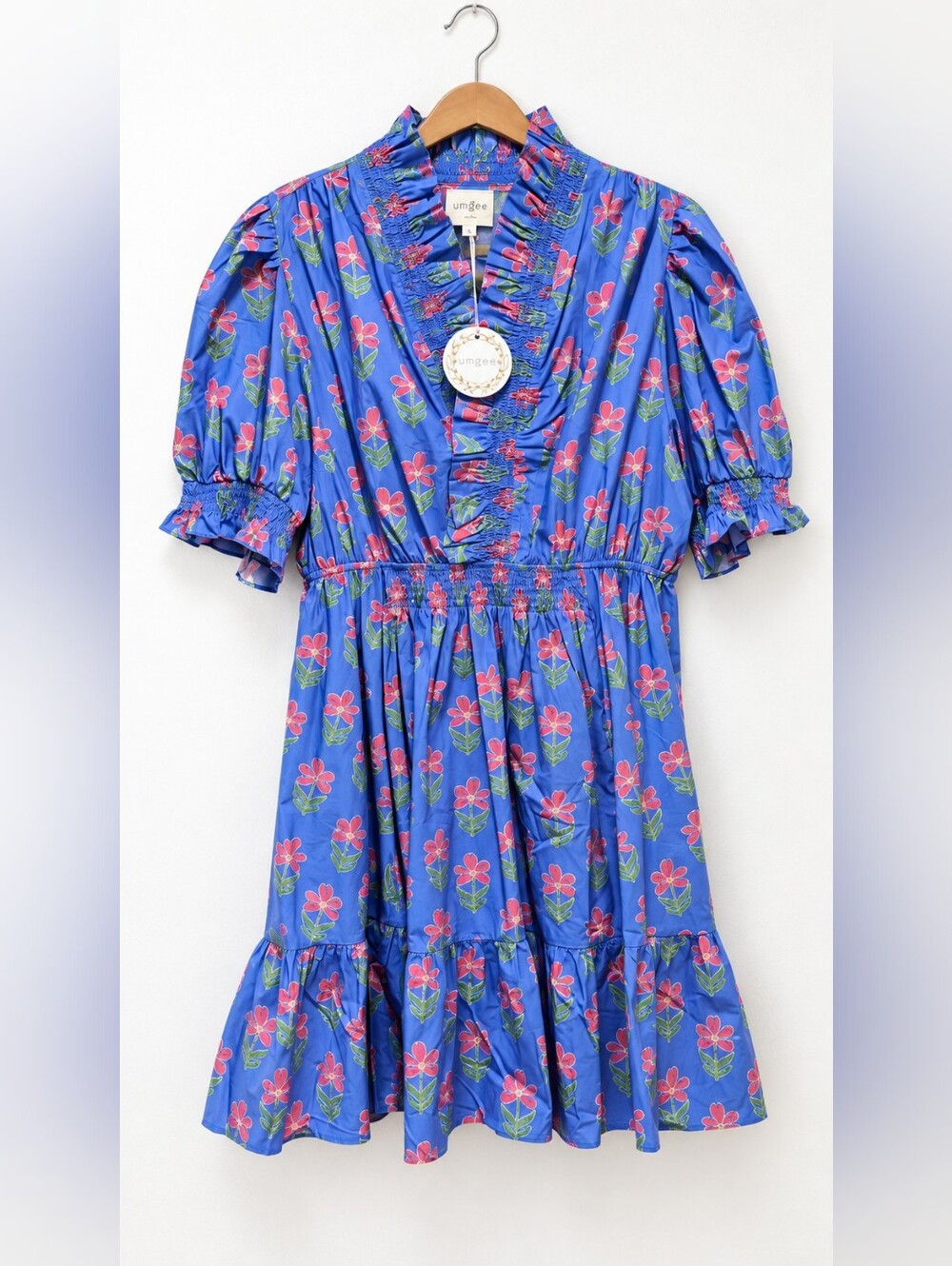 Umgee Plus Floral Smocked Midi Dress – Blue/Pink – 1X 2X - NWT